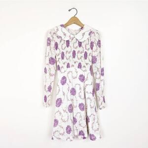 Vintage Dress Teen Women's Size 7 XS Purple Floral Smocked